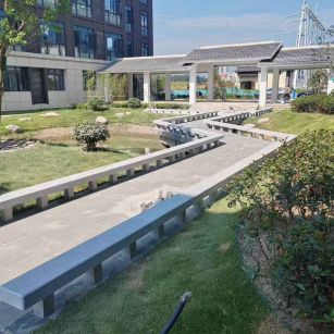 日喀则布 芝麻灰小区坐凳&栏杆安装效果