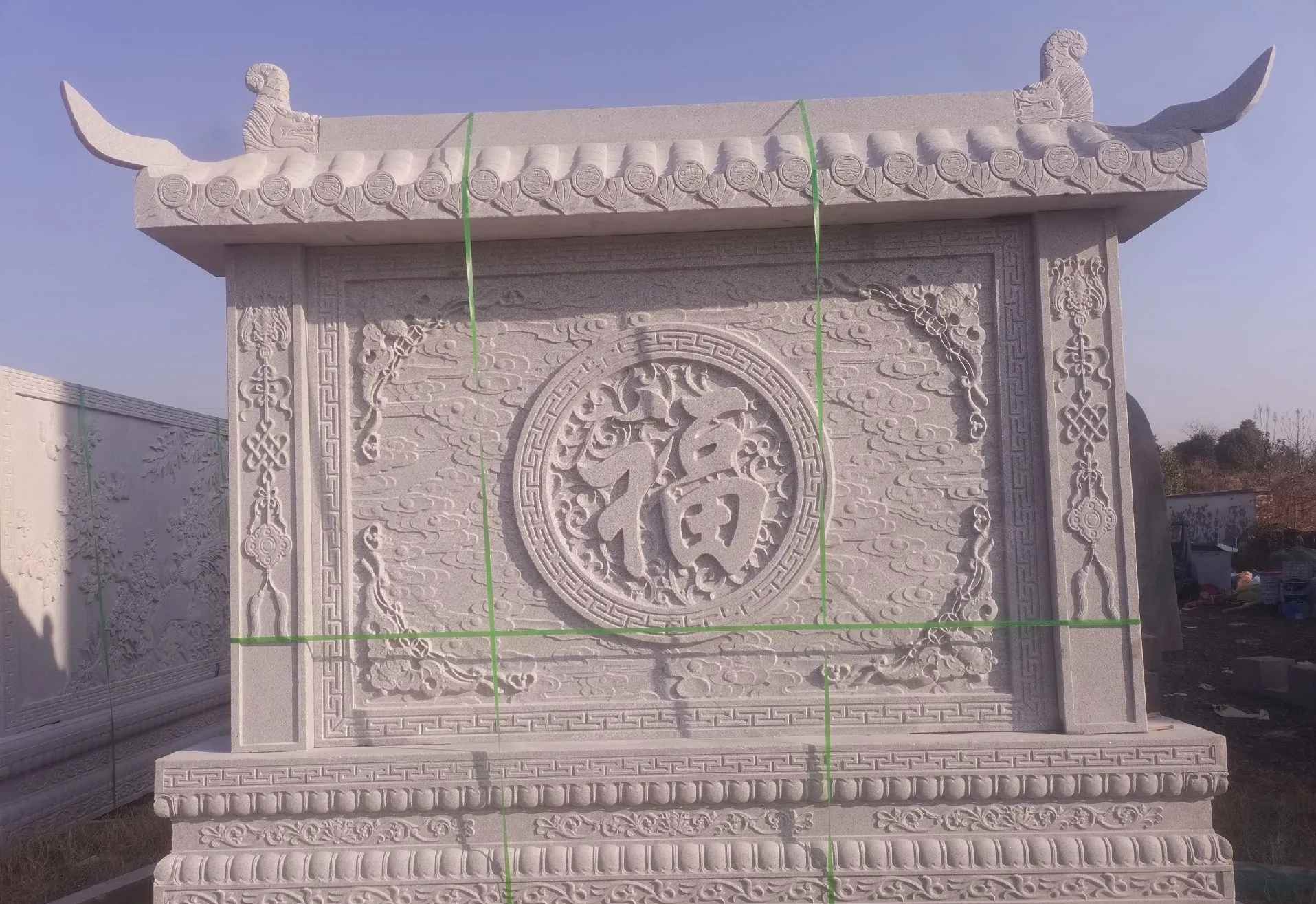 日喀则布 芝麻白花岗岩屏风，照壁，影壁